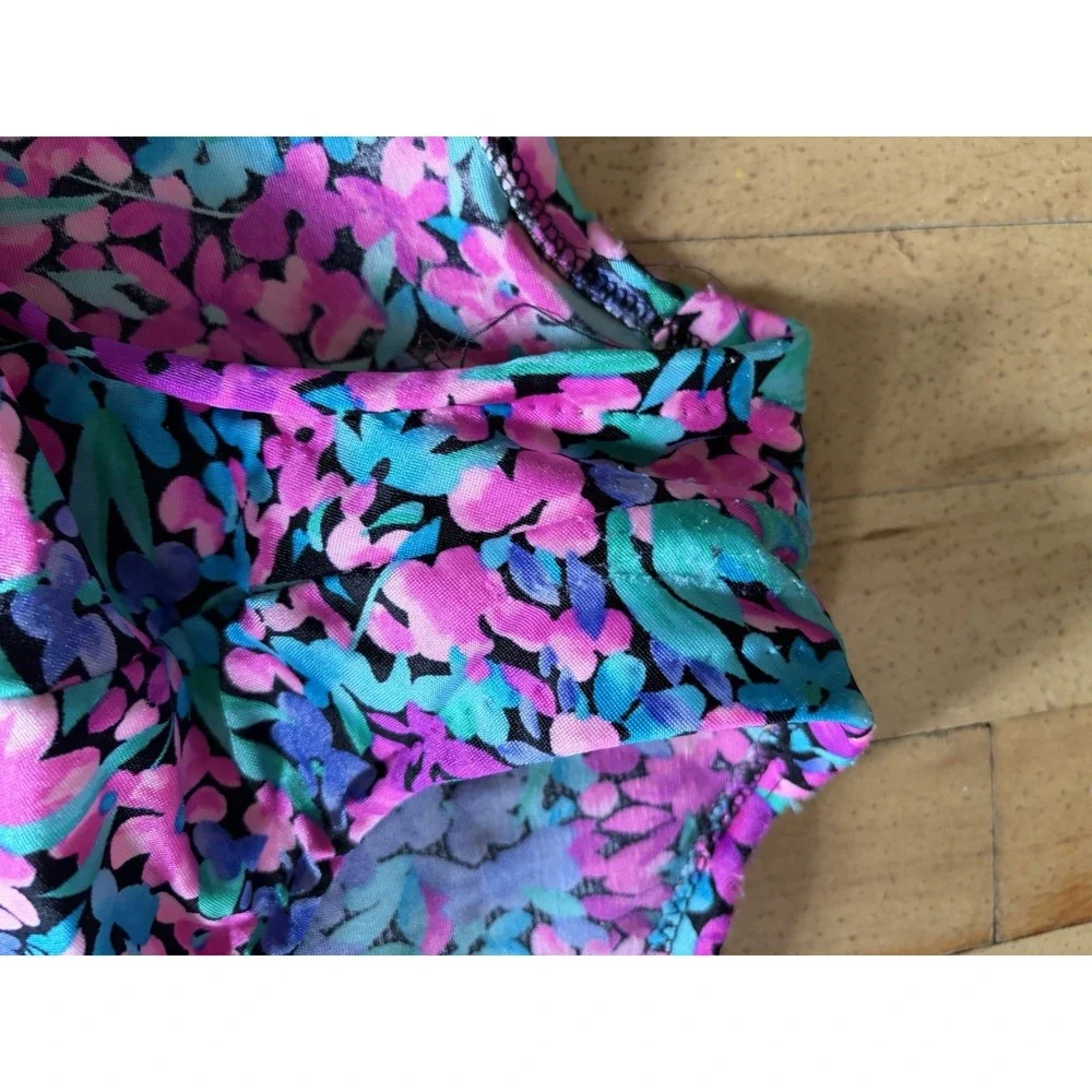 Vintage Maxine of Hollywood Womens Sz 16 Vintage One Piece Swim Suit Pink Floral
